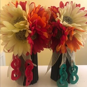 Red and green earrings